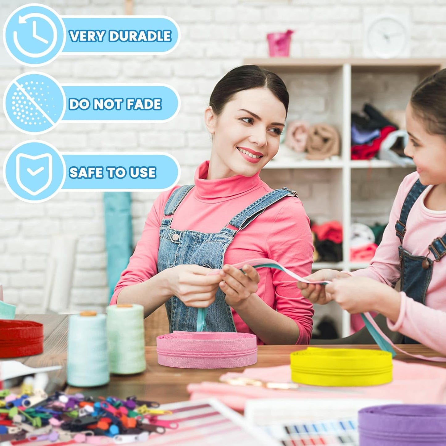 DOITEM 31 Yards 10 Pieces Sewing Zippers #3 Nylon Coil Zippers Assorted Zipper for Sewing with 40 Zipper Sliders for Tailor Sewing Crafts Supplies, 10 Color