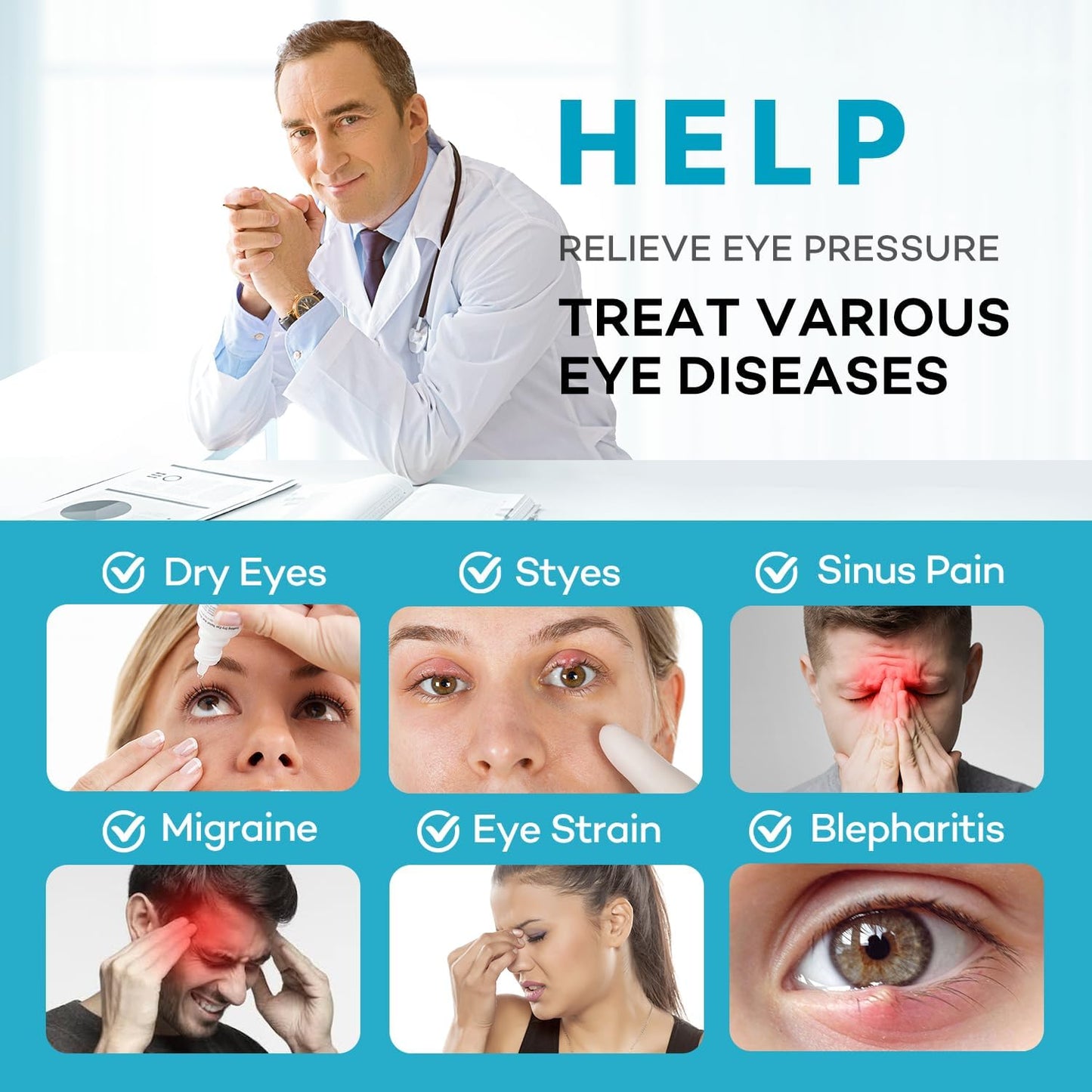 Ezona Heated Eye Mask, Warm Eye Compress Mask for Dry Eyes, USB Electric Eye Heating Pad with Temperature & Timer Control, Dry Eyes, Blepharitis, Sinus Migraine (Black)