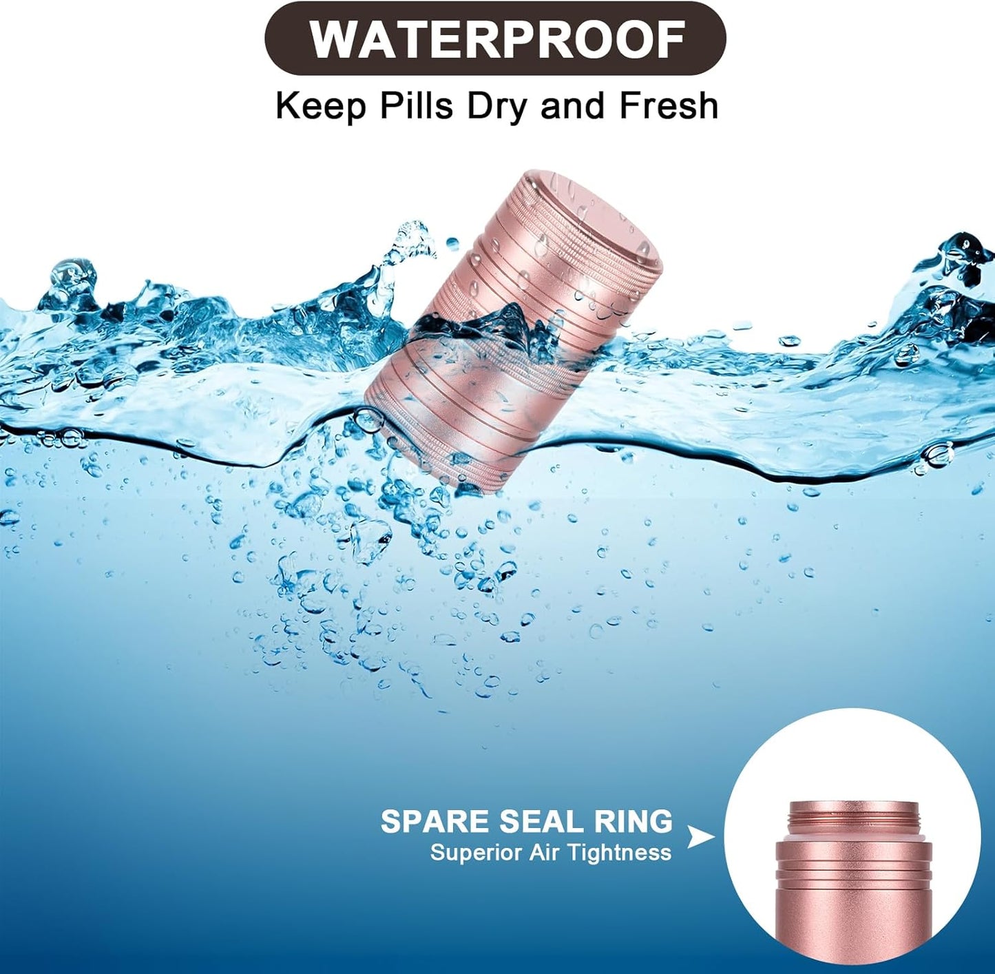 Small Pill Case Metal Pill Container - Waterproof Pill Box for Pocket Purse, Daily Travel Pill Holder 2 Times a Day, Portable Medicine Organizer for Vitamin, Fish Oils, Supplements Pink 1 Pack