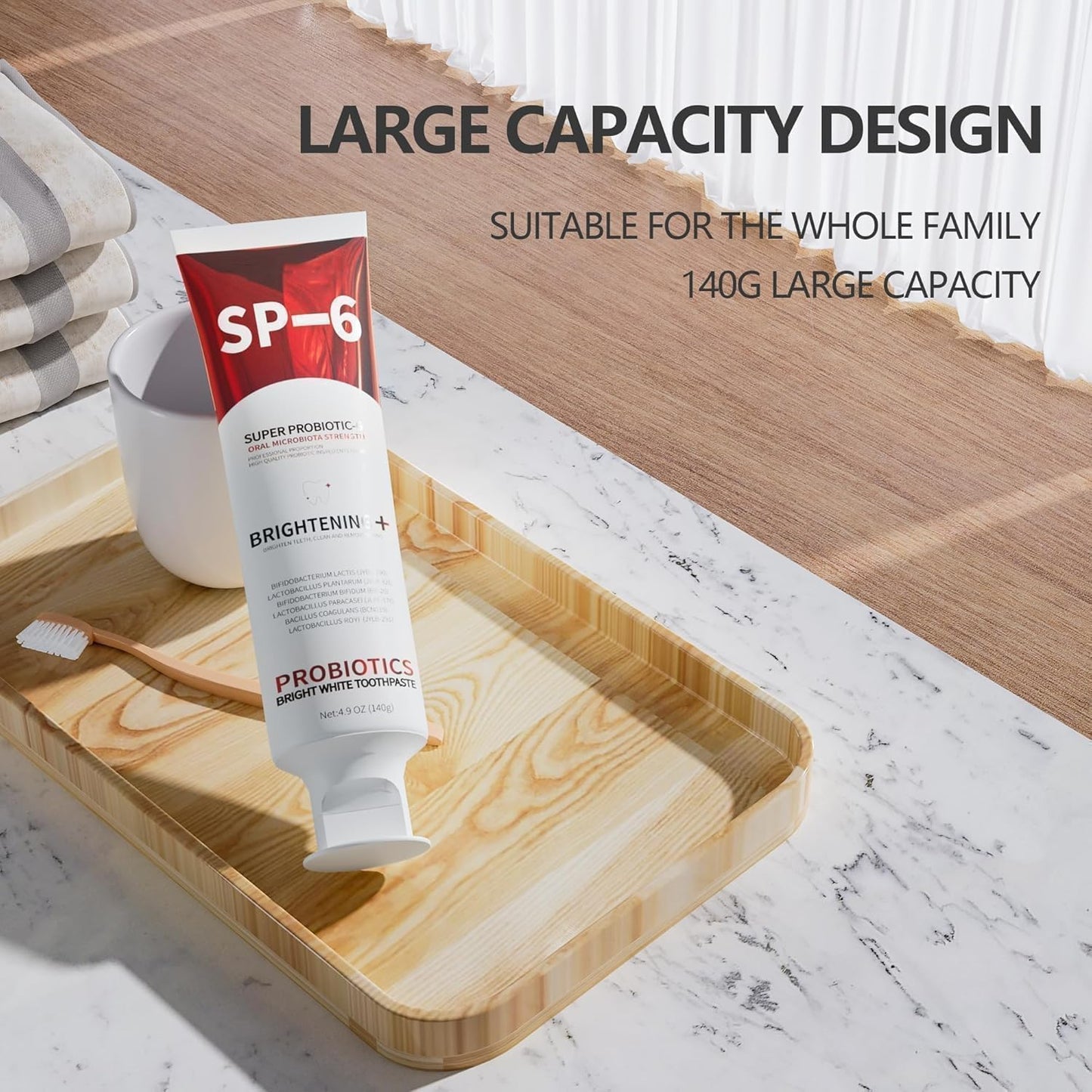 SP-6 Probiotic Whitening Toothpaste - Enhanced Formula with 6 Probiotics for Teeth Whitening, Fresh Breath & Gum Health - Enamel Protection, Fluoride-Free, Fresh Mint Flavor, 4.9 oz (2)