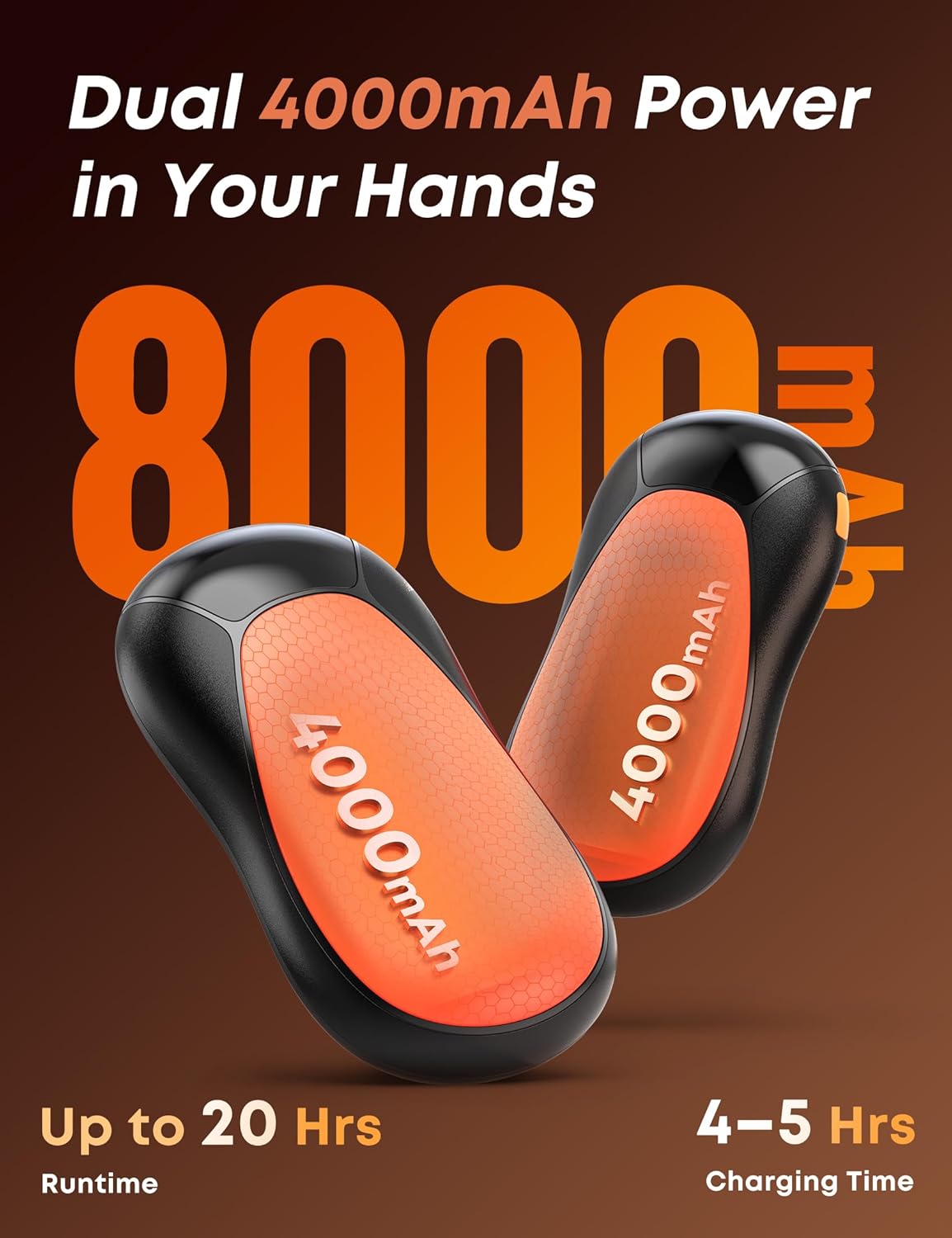 JIJ Rechargeable Hand Warmers 2 Pack - 8000mAh Electric Hand Warmers, Instant 2s Heating, 3 Heat Levels with Digital Display, Safe Gift for Men & Women – Camping, Hiking, Golf, Hunting, Birthday