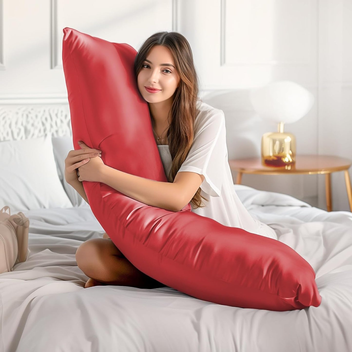 BEDELITE Satin Body Pillow Cover 2 Pack, Super Soft and Cooling Body Pillow Pillowcase for Hair and Skin, Breathable Silky Full Long Pillowcase Cover(20"x54", Baked Apple)