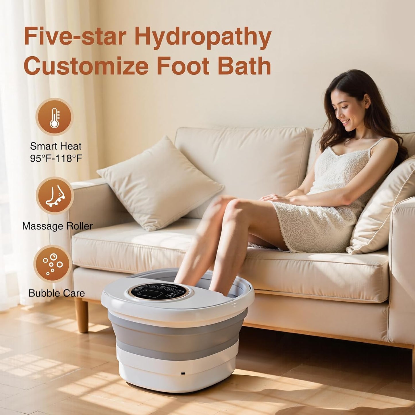 Electric Pedicure Foot Spa with Bubble and Heat,Collapsible Foot Soaking Tub with Remote Control,Pedicure Tools for Feet and Automatic Foot Massager,Foot Bath Soak Tub