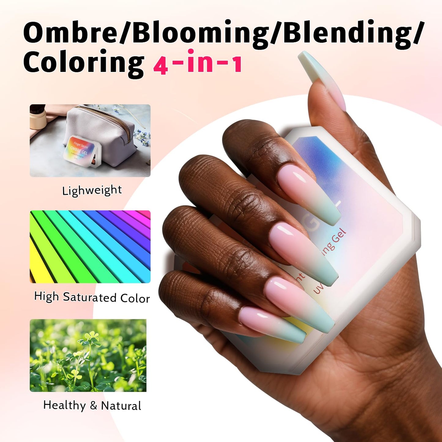 Sponge Pat Paint Nail Gel, 9 Colors Ombre Nails Gradient Gel Nail Blush Blooming Aura Nails Drawing Stripper Floral Painting Nail Art, No Wipe, UV/LED Curing (9 Colors A)