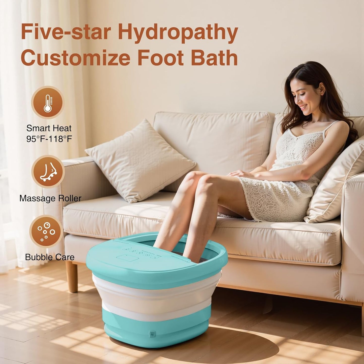 Pedicure Foot Spa with Bubble and Heat,Collapsible Foot Soaking Tub with Remote Control,Pedicure Tools for Feet,Foot Bath Soak Tub Gift for Women/Men,Mom/Dad