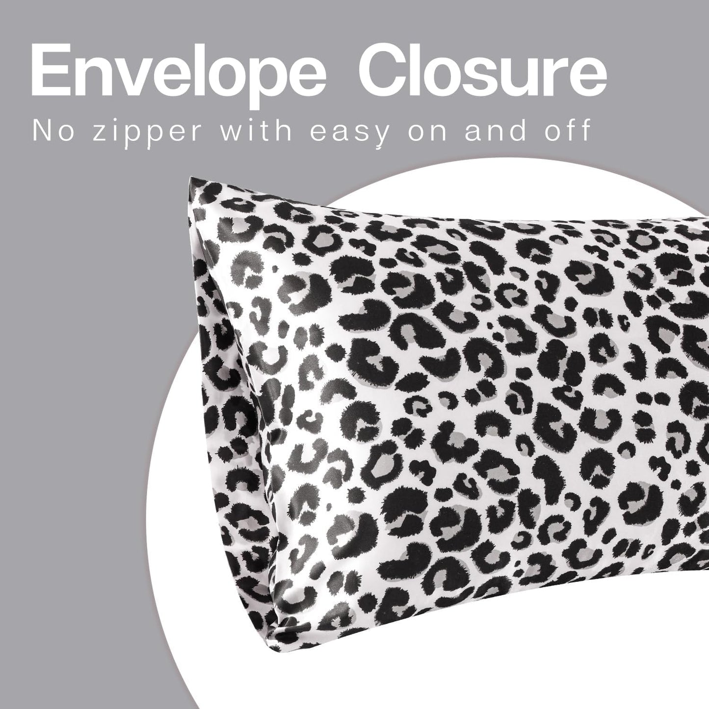 MR&HM Satin Pillowcase for Hair and Skin, Silk Satin Pillowcase 2 Pack, King Size Pillow Cases Set of 2, Silky Pillow Cover with Envelope Closure (20x36, White Leopard)