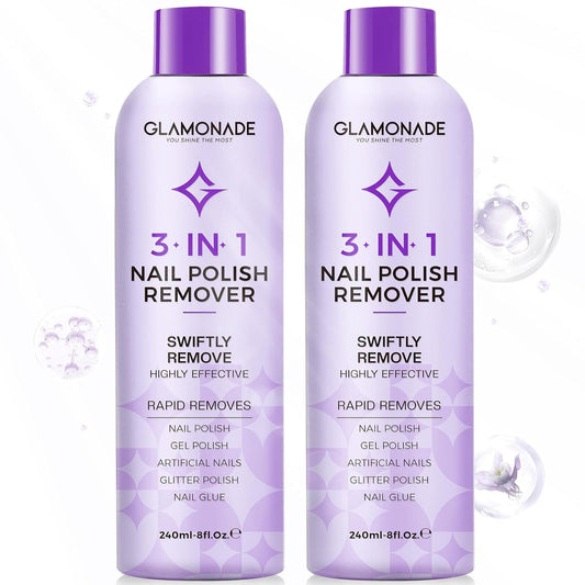 Acetone Nail Polish Remover: Gel Nail Polish Remover - Professional Soak off Nail Glue Remover Natural Grape Seed Oil for Acrylic Dip Powder Nail Supplies for Home Salon(8 FL.Oz., Pack of 2)