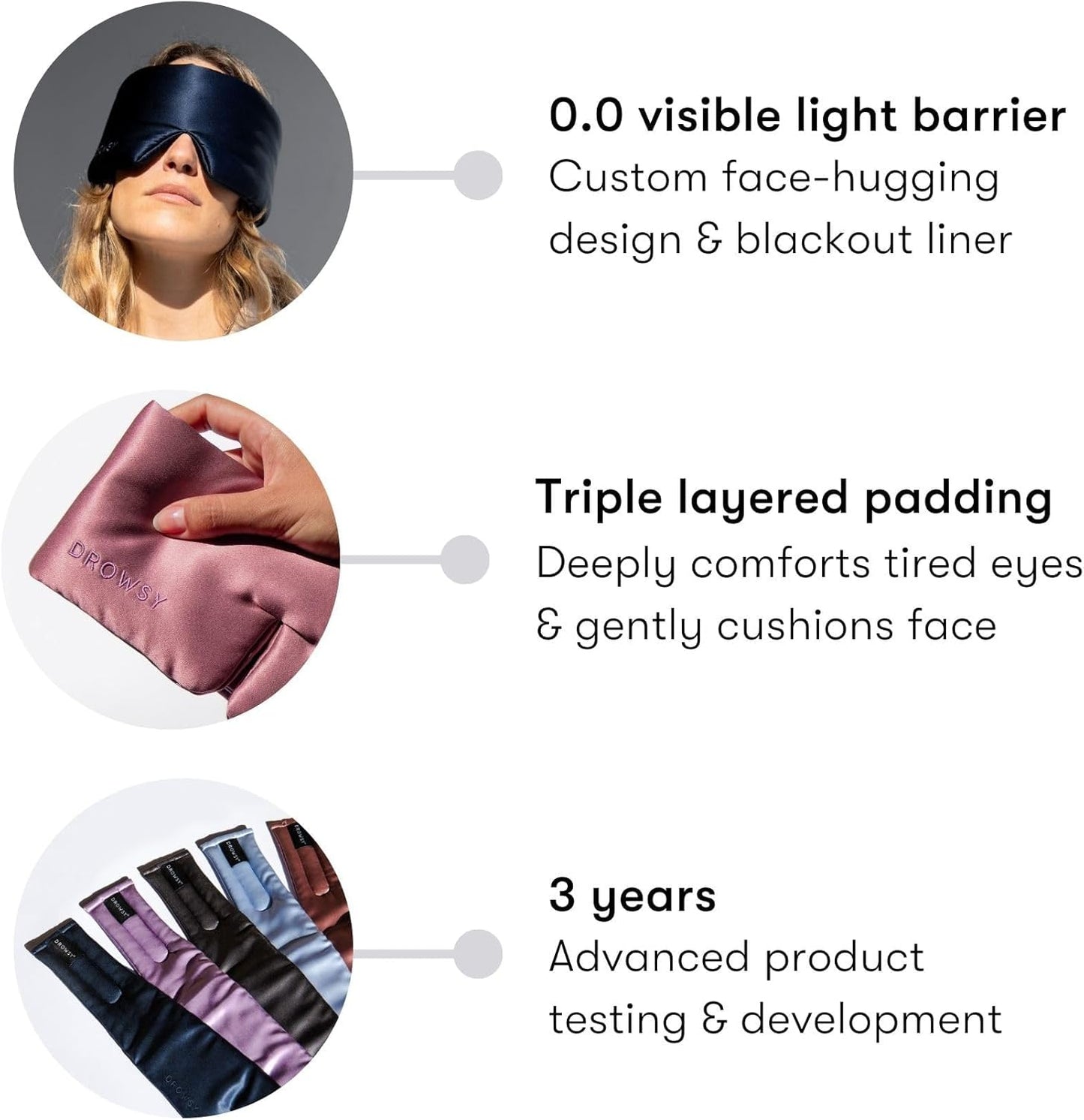 DROWSY Silk Sleep Mask - Face-Hugging, Padded Cocoon for Luxury Sleep in Total Darkness - 100% Pure Mulberry Silk (Cosmic Energy)