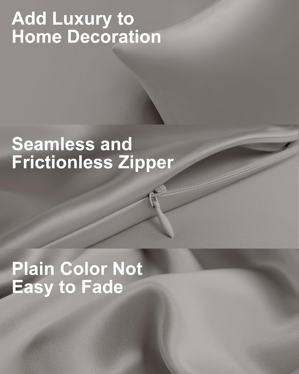 THXSILK 100% Natural Mulberry Silk Pillowcase for Hair and Skin, Grade 6A+ Pillowcase with Hidden Zipper, Soft Breathable Smooth Both Sided Silk Pillow Cover(Standard 20x26inch, Grey)