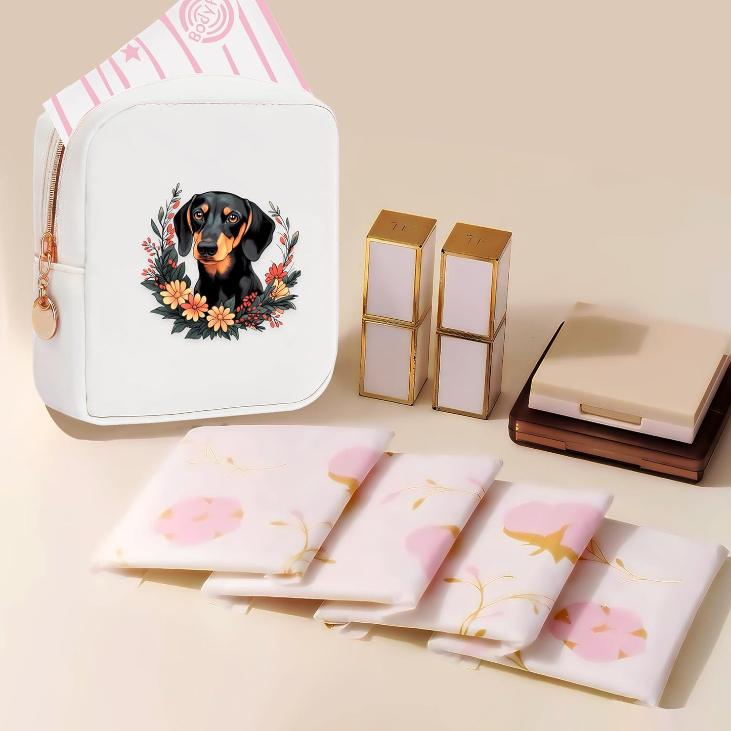 Dachshund Mini Makeup Bag, Dachshund Gift For Women Girls, Cute Portable Zipper Pouch Cosmetic Bag For Teen Girls Kids, Small Storage Bag For Sanitary Pad, Period napkin bag!