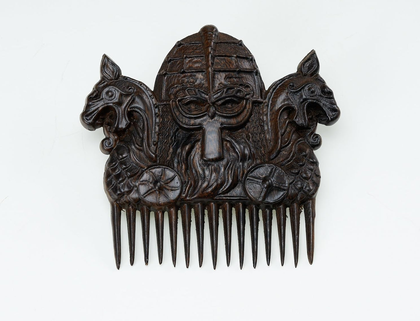 Handicraftviet Hand-Carved Wooden Comb, Wooden Viking Comb for Men's Hair, Beard, and Mustache, Great Gift - Natural Wood