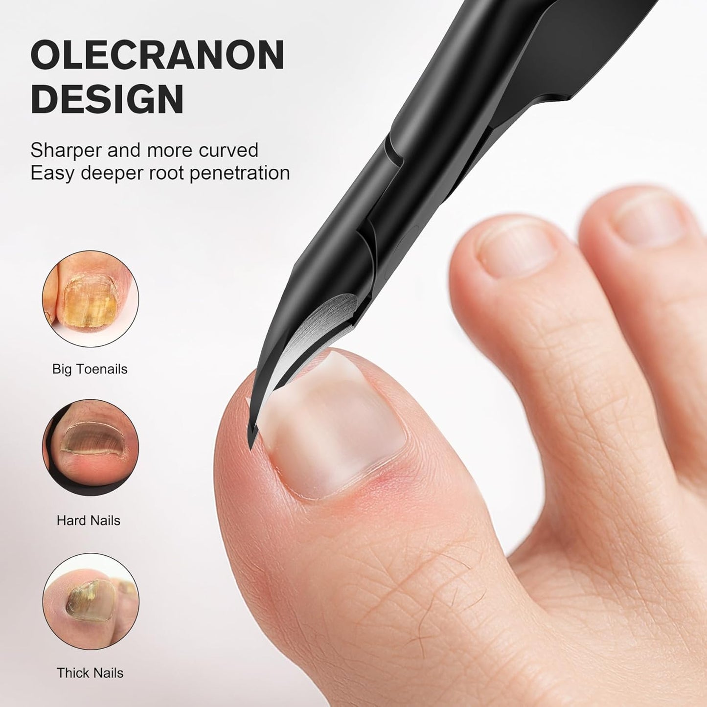 FERYES Podiatrist Toenail Clippers for Thick Nails – Curved Blade Scissors for Seniors, Ingrown Nail Trimming with Wide Jaw, Anti-Slip Handle, Premium Stainless Steel