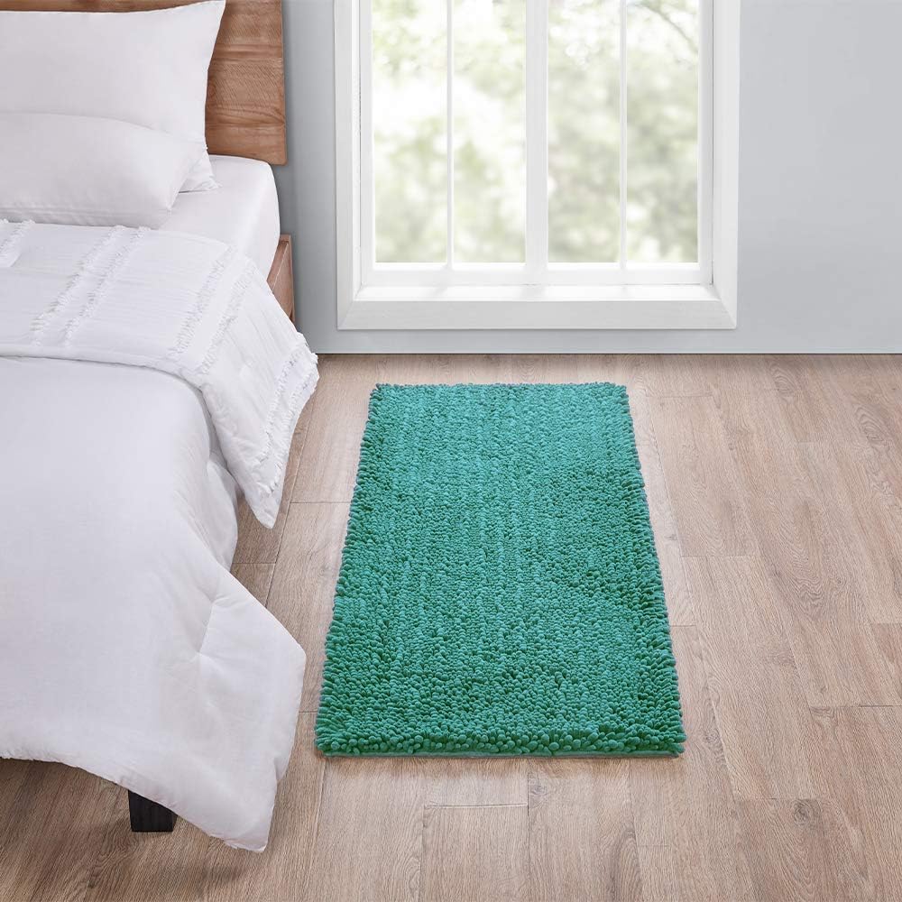 Walensee Large Bathroom Rug Non Slip Bath Mat (72x24 Inch Turquoise) Water Absorbent Super Soft Shaggy Chenille Machine Washable Dry Extra Thick Perfect Absorbant Best Plush Carpet for Shower Floor