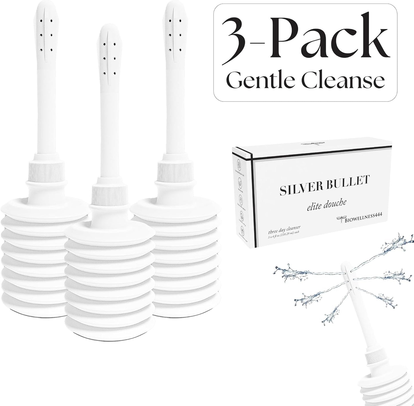 Silver Bullet Elite Vaginal Douche with Colloidal Silver & Tea Tree Oil - 3 Day Cleanse, Gentle & Effective Hygiene Solution