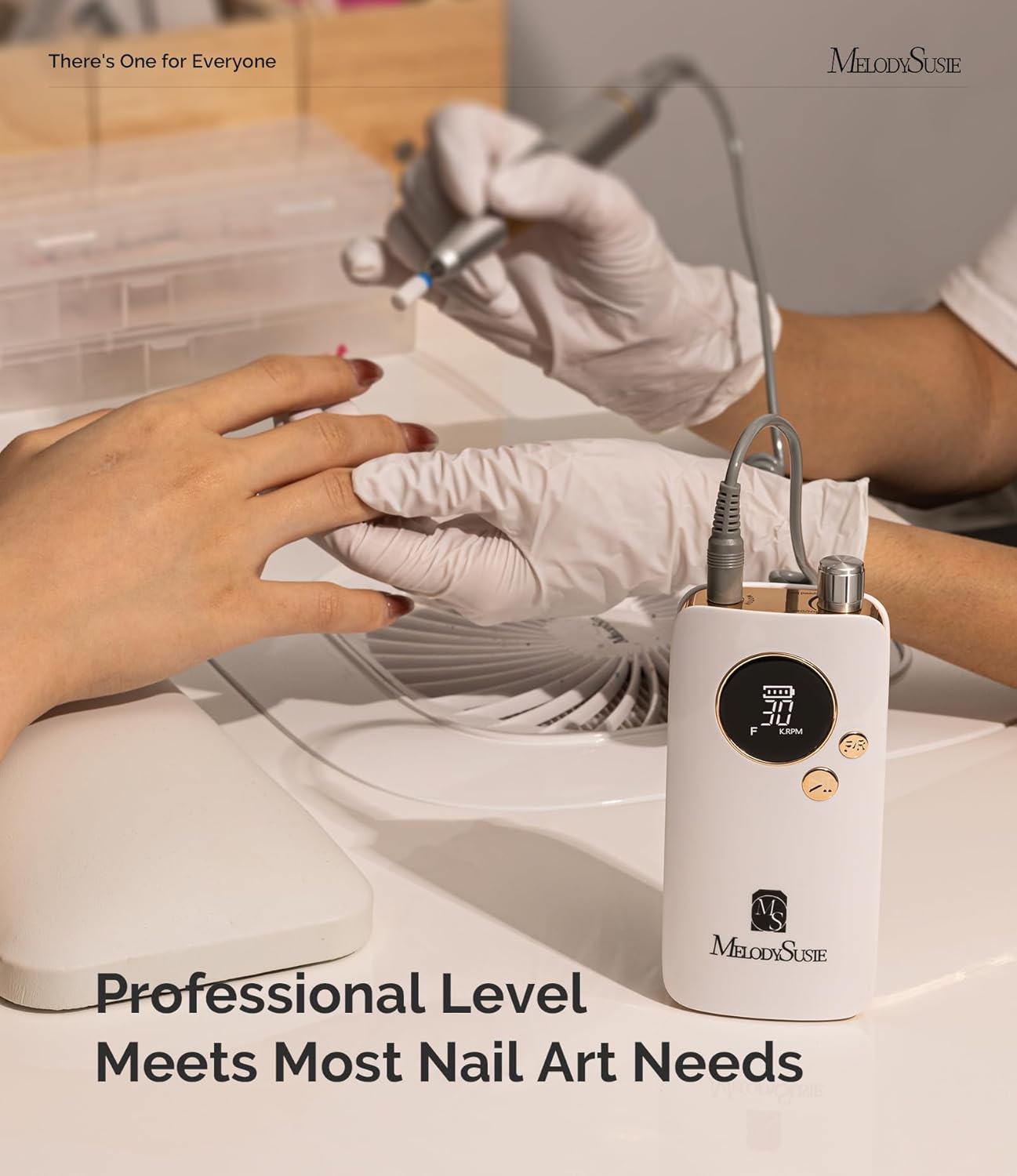 MelodySusie Portable Nail Drill 30000 RPM,SC320F Professional Rechargeable Electric Nail File,Cordless Nail E File for Acrylic Nails Gel Polishing Removing,Efile Nail Kit for Manicure Salon Home,White