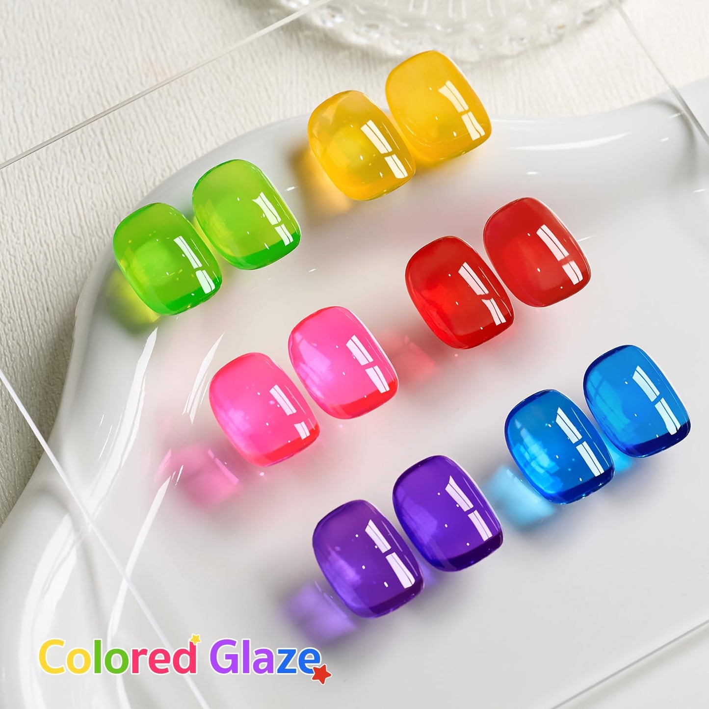 GAOY Jelly Gel Nail Polish of 6 Transparent Yellow Blue Green Red Pink Purple Colors Sheer Gel Polish Kit for Salon Manicure and Nail Art DIY at Home