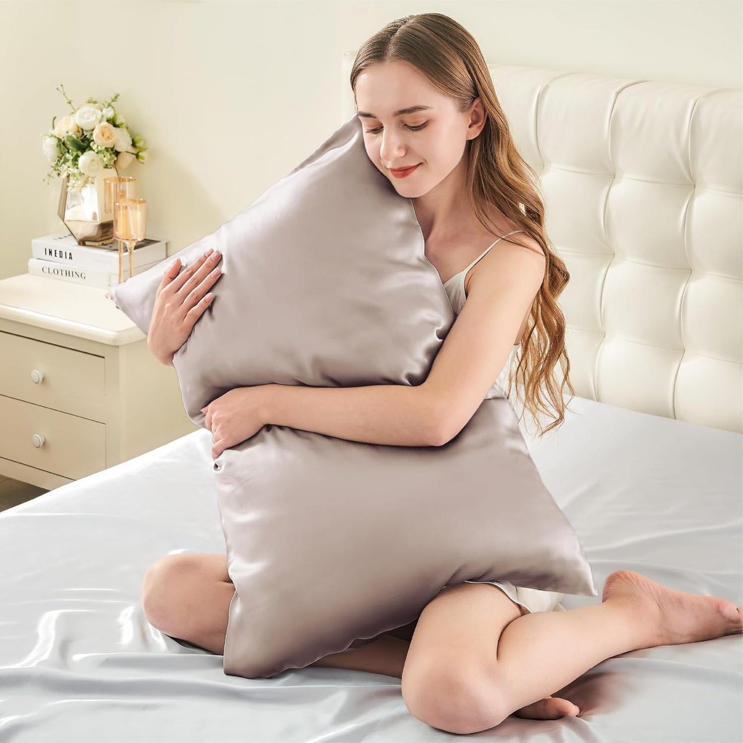 INFIIXSO Mulberry Silk Pillowcase for Hair and Skin, Silk Pillow Cases King Size with Hidden Zipper 20x40 Inches, Extraordinary Smooth and Soft Cooling Pillow Cases for Hot Sleepers(Caramel, 1 Pack)