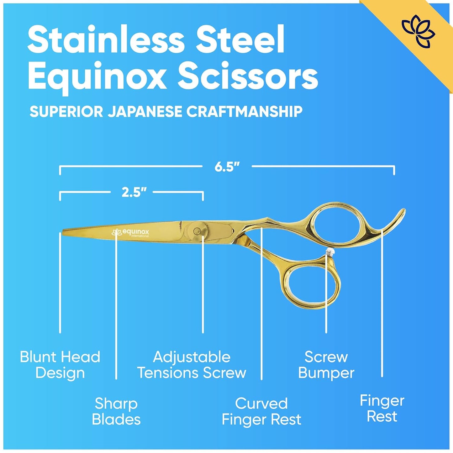 Equinox Razor Edge Series Professional Hair Scissors - 6.5” Premium Japanese Stainless Steel Hair Cutting Scissors, Hair Shears, Hair Razors for Hair Cutting, Barber Accessories & Hair Salon Supplies