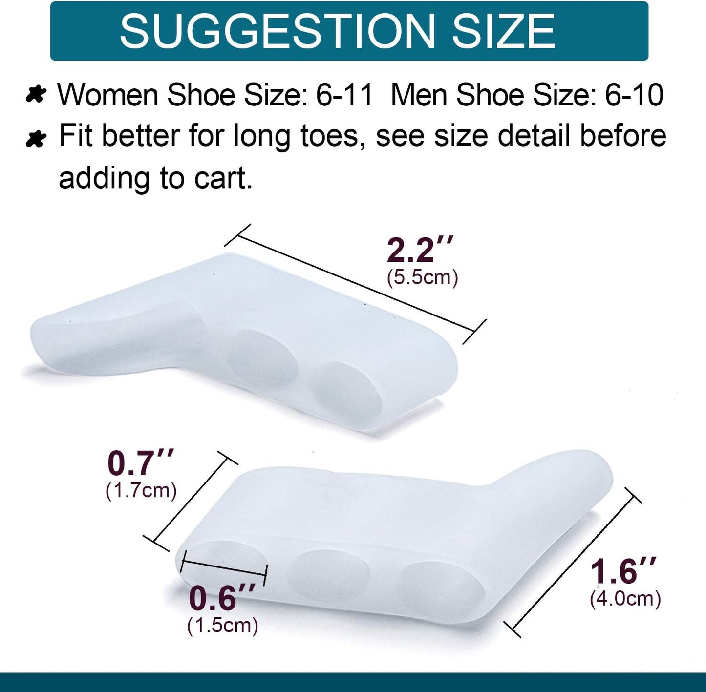 Povihome 10 Pack Pinky Toe Separator and Protectors, Triple Gel Toe Separators for Overlapping Toe, Curled Pinky Toes Separate and Protect