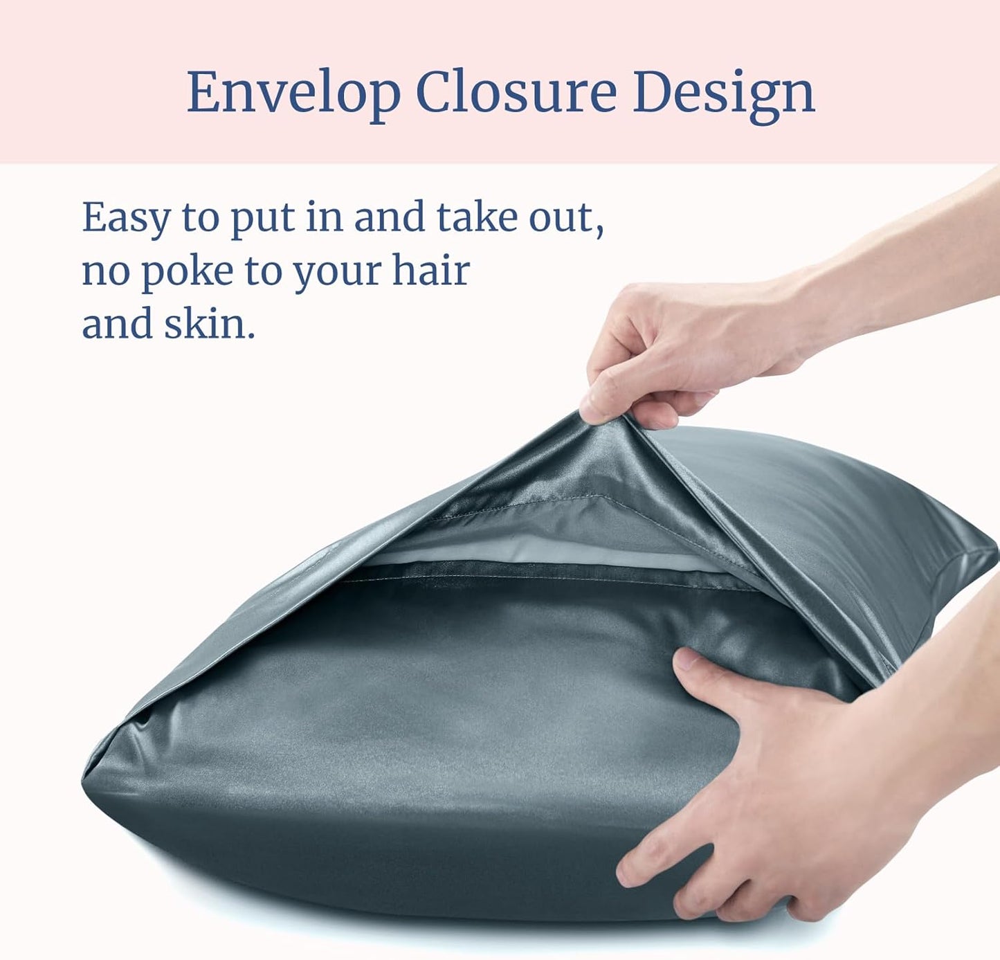 BEDELITE Satin Pillowcase for Hair and Skin, Super Soft Similar to Silk Pillow Cases 4 Pack with Envelope Closure, Cooling Pillowcases for Women Men (20"x26" Standard Size, Space Grey)