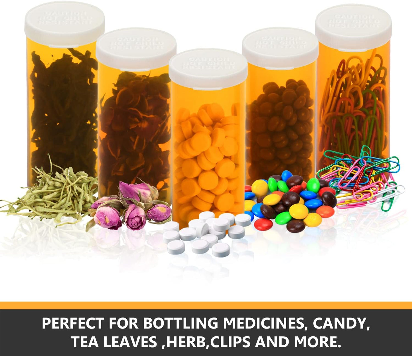 Empty Plastic Pill Bottles with Easy Open Snap Caps (Not Child Resistant), Prescription Medication Vials, Clear Containers Pill Cases Organizers (8 Dram, 12pcs)