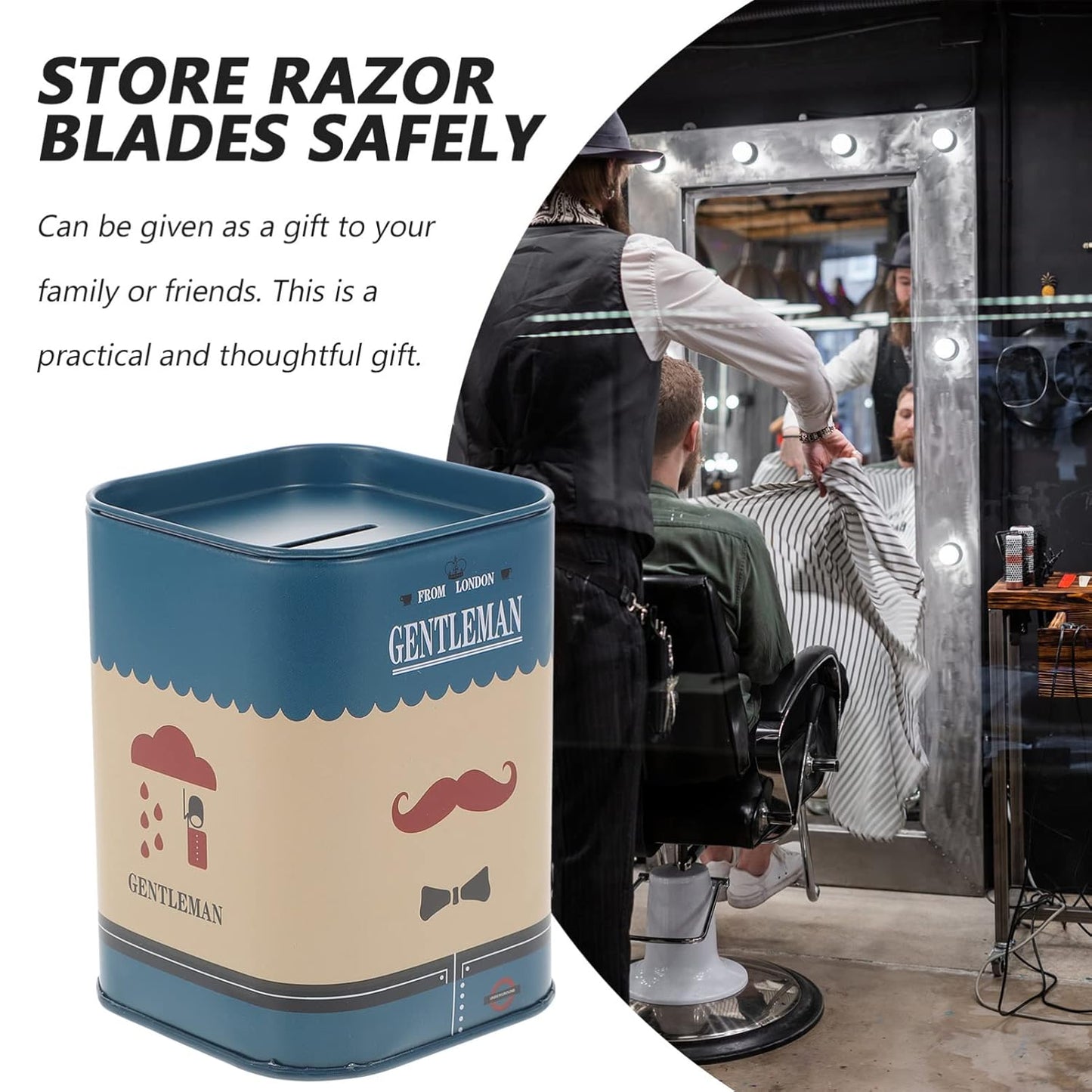 Beaupretty Razor Disposal Case Stainless Steel Safety Razor Disposer Razor Bank Storage Container for Safety Razor Storagement Blue