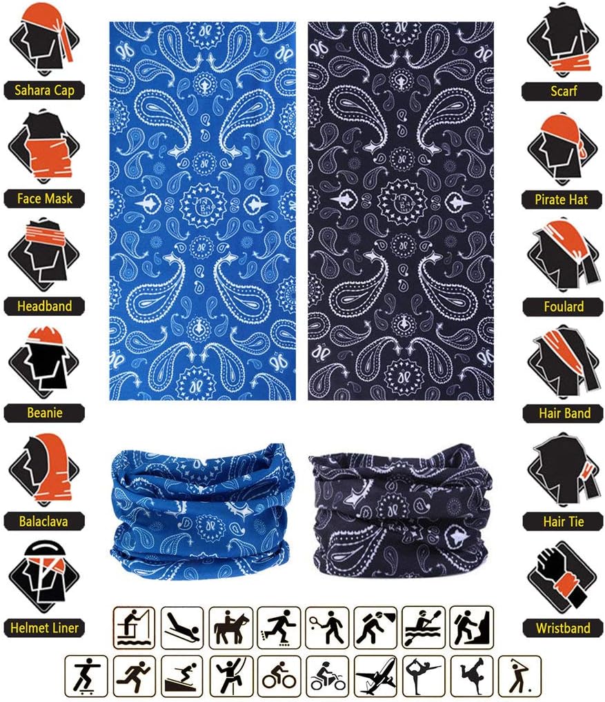 Headband Neck Gaiter Head Wrap Headwear Face Mask Magic Scarf Bandana for Men and Women