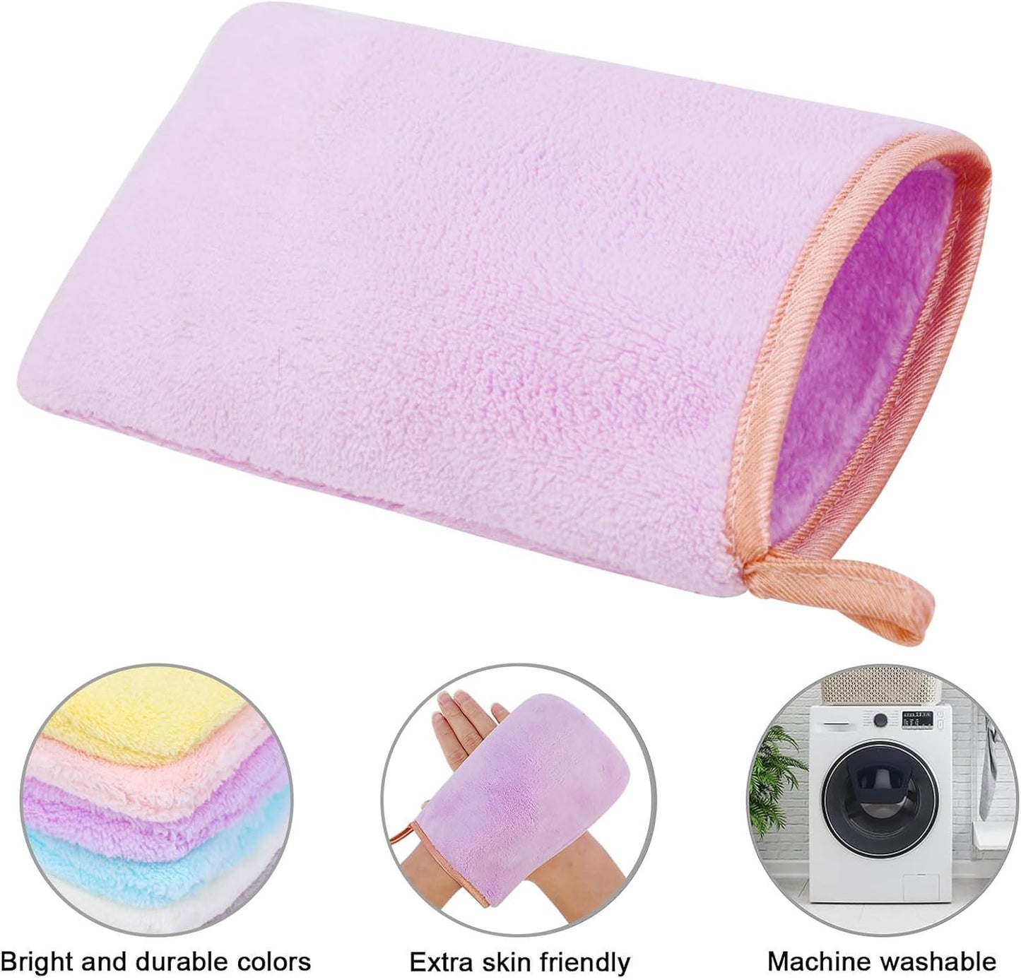 PHOGARY 6 Pack Microfiber Body Wash Mitts, 6×8 Inch Super Absorbent & Soft Face Mitten, Coral Fleece Body Cleansing Bath Spa Cloth, Reusable Makeup Remover Mitt Gloves, 6 Colors