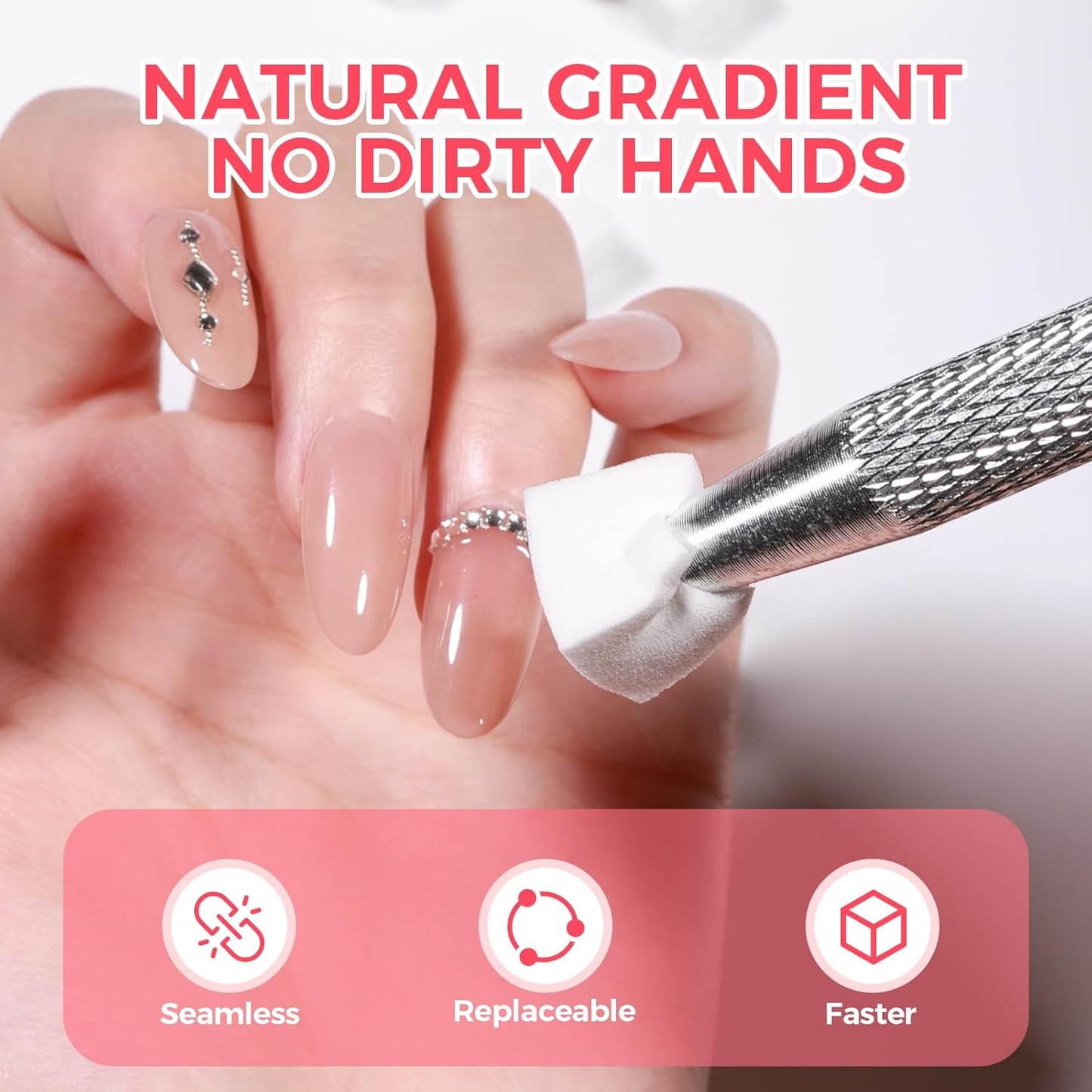 100PCS Nail Art Sponges With Grabbing Pen for Ombre, Professional Soft Sponge Applicators for Gradient & Aura Nails, Gel Manicure Tools with Metal Pickup Pen, Salon & Home DIY Nail Supplies