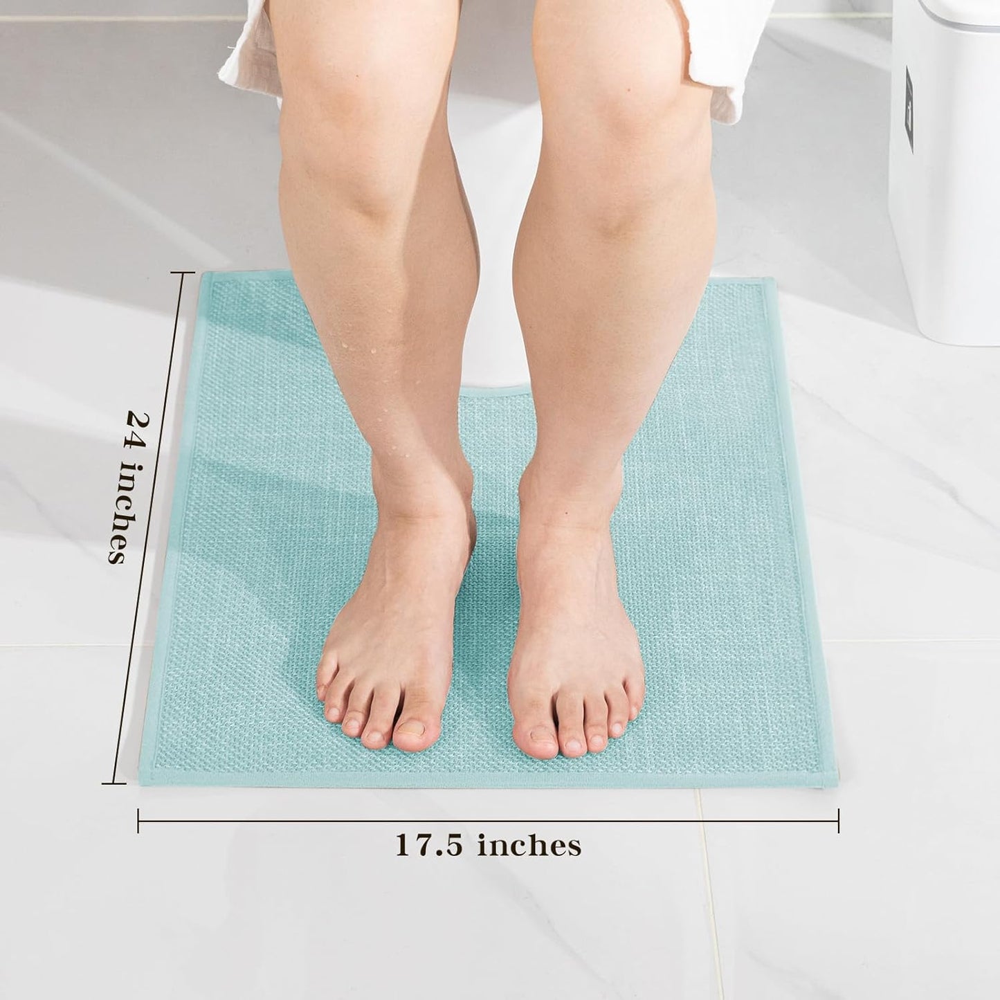 chakme Bathroom Rugs Mat U-Shaped 24x17, Ultra ThinNon Slip Bath Mat Small Quick Dry Absorbent Bath Matfor Bathroom Floor, (Blue, U-24"x17")