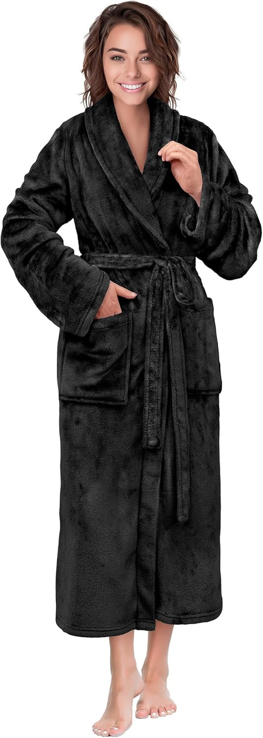 PAVILIA Womens Robe Fleece Plush Soft, Fluffy Fuzzy Cozy Warm Lightweight Bathrobe, Shower Spa House Long Robe for Women