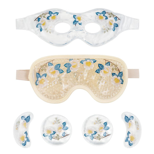LEOSTEP 4 PCS Cooling Eye Mask Set - Ice Face Mask with Camellia Essential Oil, Cold Eye Compress and Reusable Gel Pads for Eyes Puffiness, Migraine Headache, Dark Circles, Dry Eyes