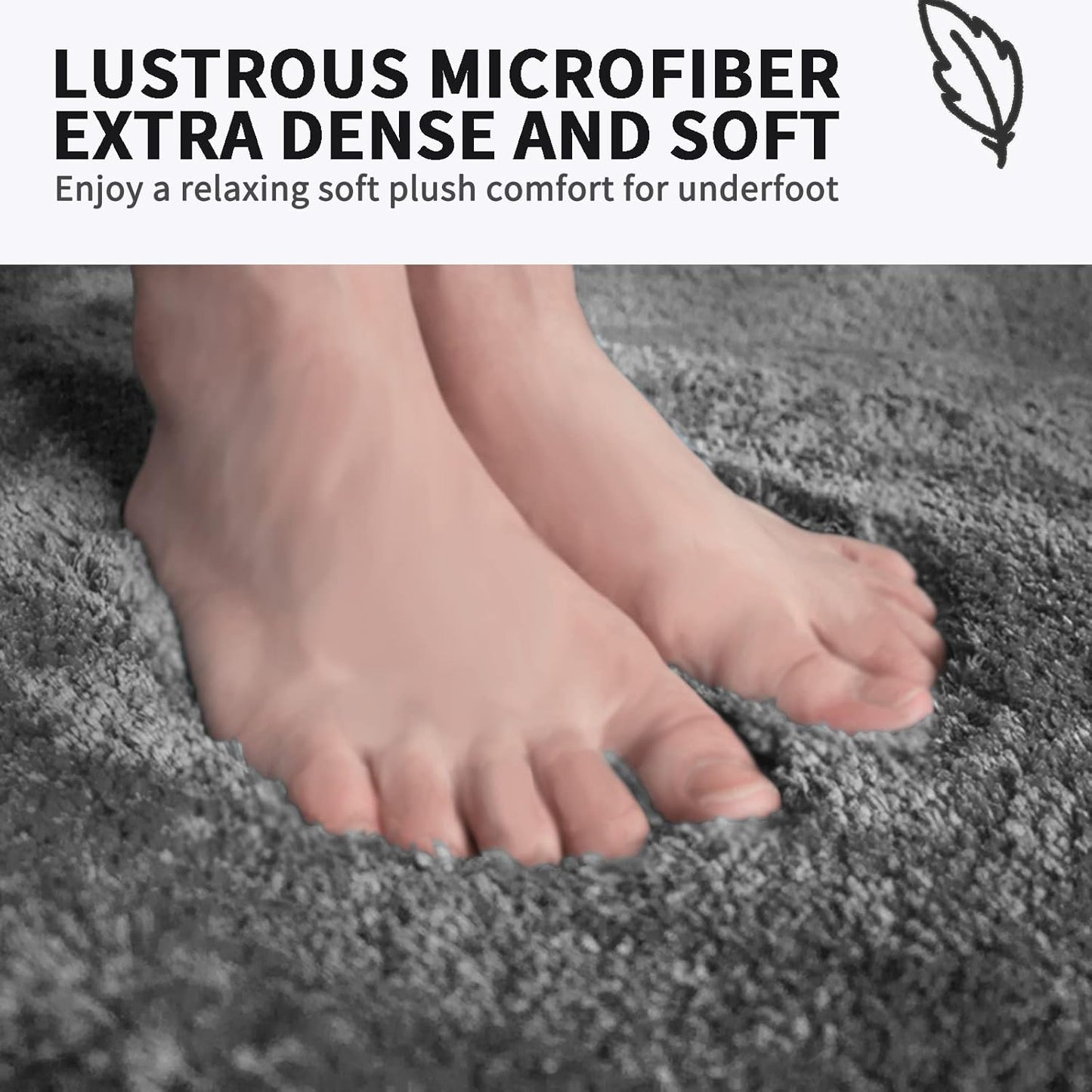 FIFU Bathroom Rugs 24" W x 36" L, Bath Mat for Bathroom, Bedroom, Laundry Room & Kitchen, Non-Slip Rubber Latex Backing, Extra Soft and Absorbent Microfiber Carpet, Machine Washable Rug, Dark Gray