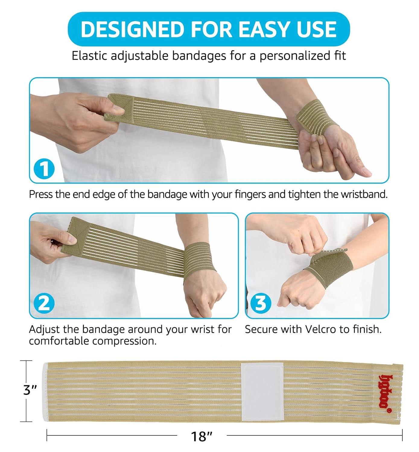 Compression Wrist Bands (2 PCS), High-Elastic Straps Wrist Wraps Wrist Brace for Sports Weightlifting Tennis Basketball Tendonitis Carpal Tunnel Arthritis - Breathable Fabric (Beige)