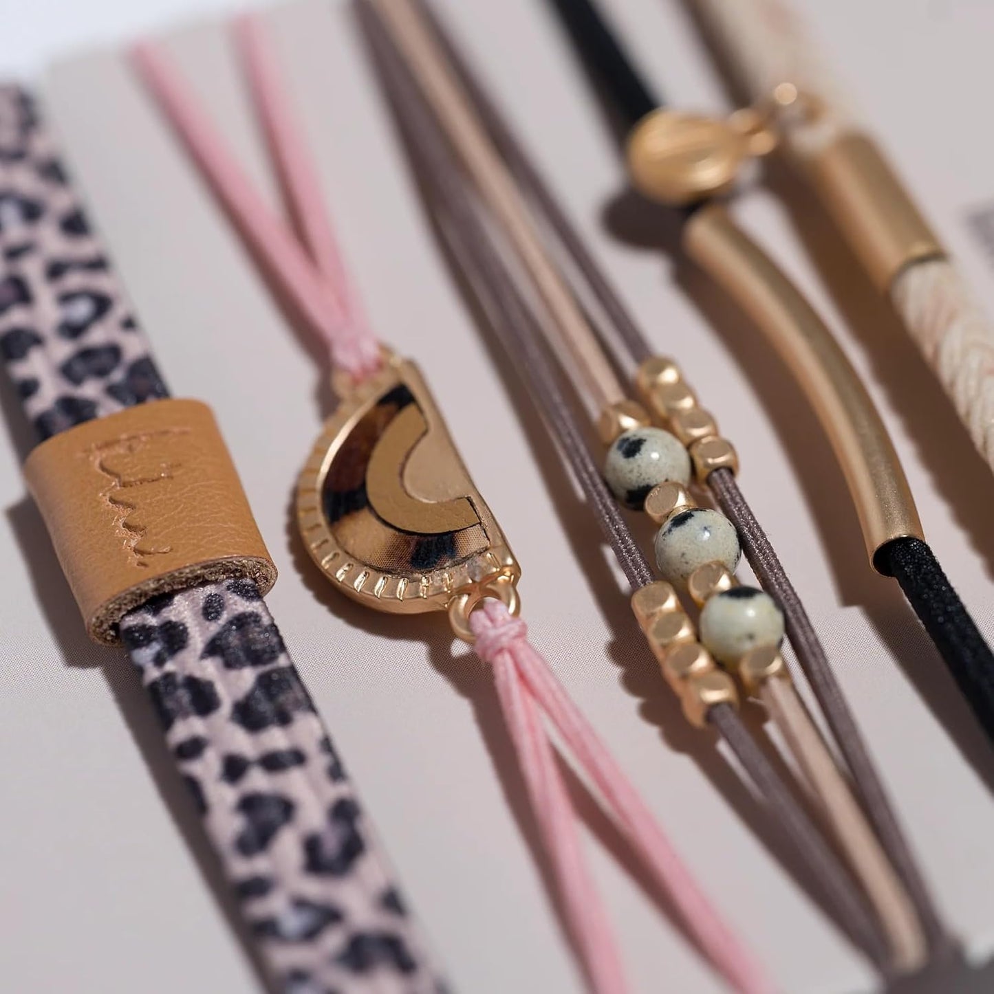 K'lani Wild Bracelets for Women – Elastic Bracelets and Boho Hair Ties – Cute Hair Ties for Women and Hair Tie Accessories – Stylish Bracelets Boho Style for Hair and Wrist – Set of 5 (Large)