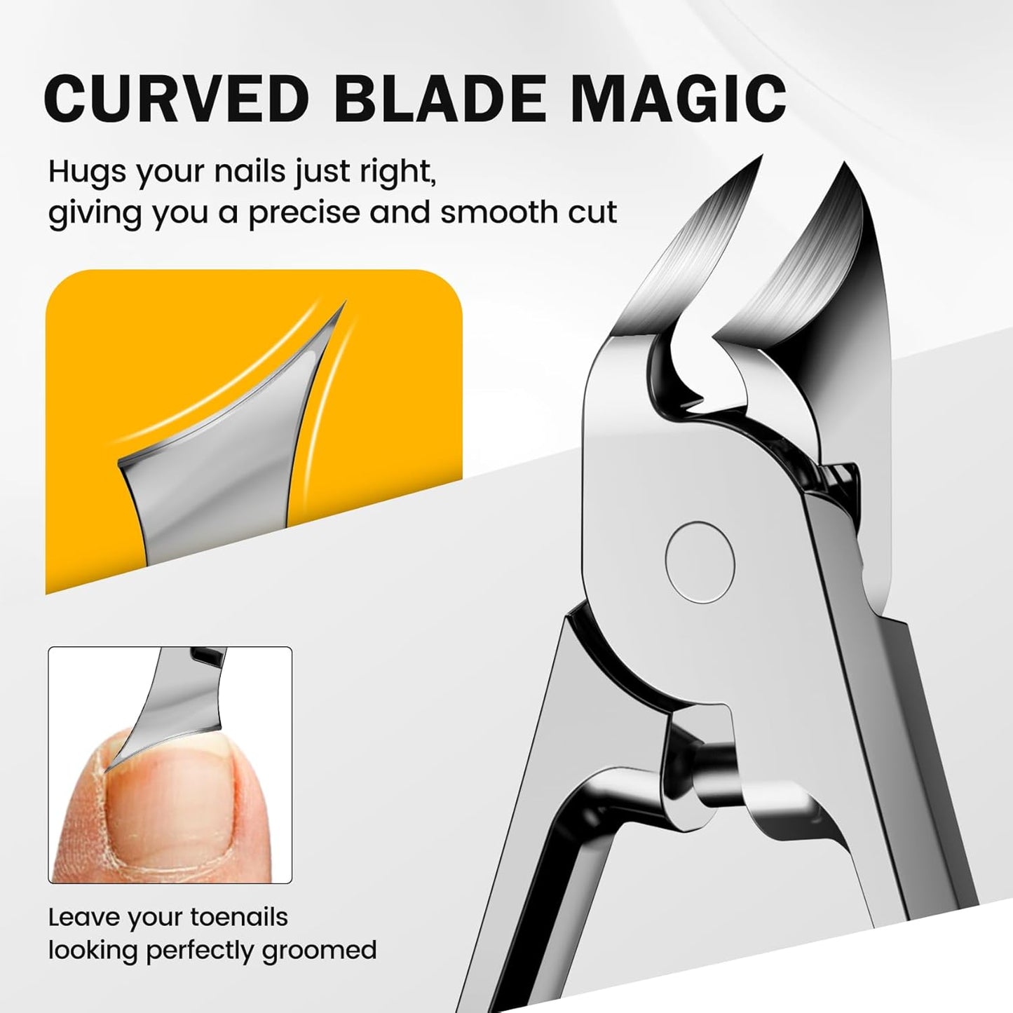 BEZOX Toenail Clippers for Thick Toenails - Comfortable Rebound Thick Spring Toe Nails Clipper for Thick Nails for Seniors, Precision Fingernail Clippers for Men and Women - Silver