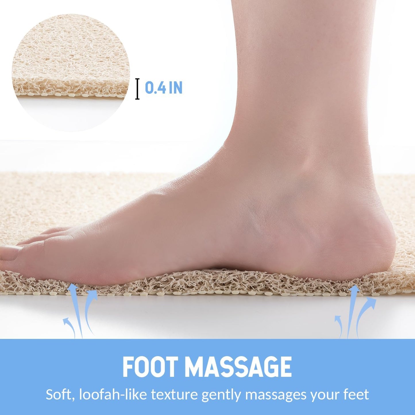 Non-Slip Bathtub Mat, Anti Slip Shower Mat, Fast Drying Bathtub Mats, Foot Scrubber Mat, Anti Slip Mat for Tub, Floor, Bathroom, Kitchen, Home, Hotel (Beige 47"×16")