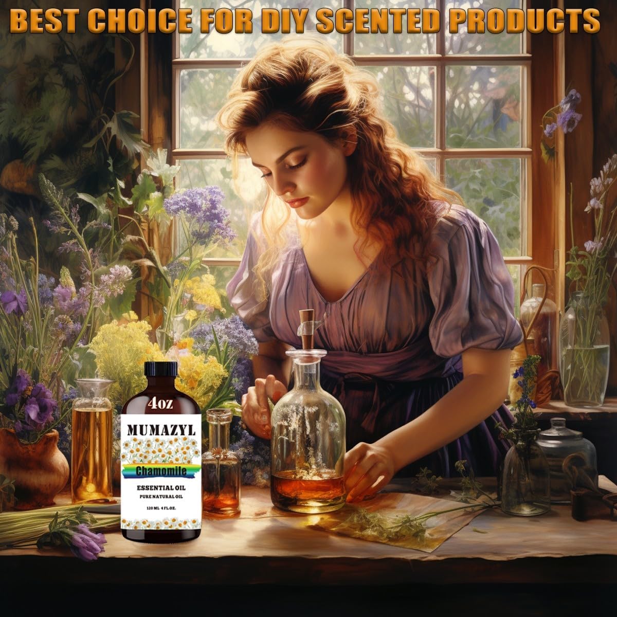 Chamomile Essential Oil, Chamomile Oil 4 Fl Oz 120ML for Diffuser Humidifier Yoga Cleaning DIY Candle Soap Making Essential Oils