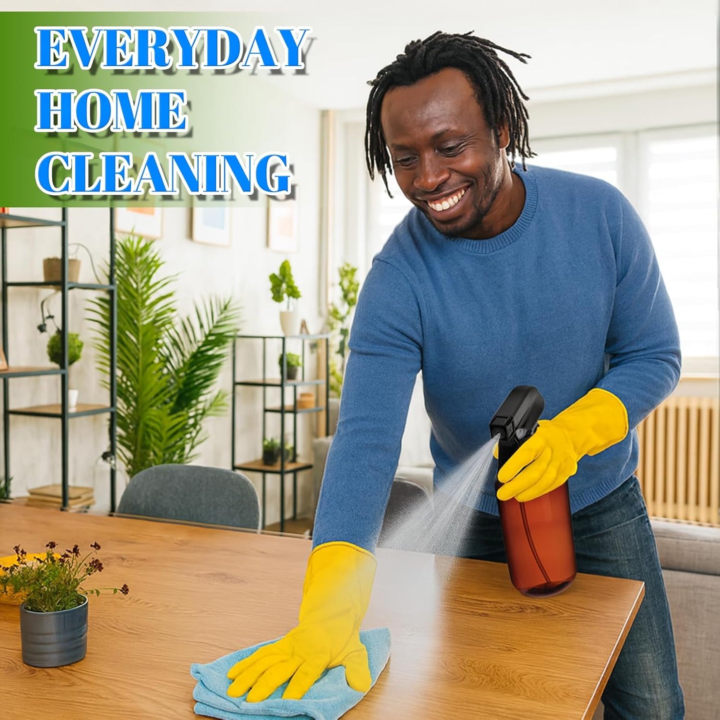 DIYSELF Spray Bottle for Cleaning Plastic Spray Bottles 16 oz 500ml Squirt Bottles for Liquids Amber Clear Spray Bottles for Cleaning Empty Plastic Spray Bottle for Home and Garden (2 Pack)