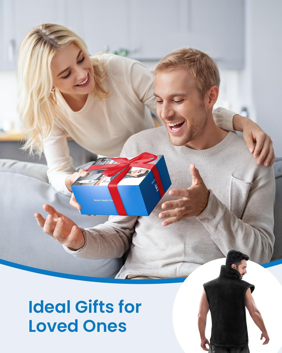 RENPHO Heating Pad for Neck and Shoulders and Back Pain Relief, Birthday Christmas Gifts for Men Mom Dad Wife, FSA Eligible, 24"x37" XL Large Heat Pad for Full Body, ETL Certified, HSA Store, Black