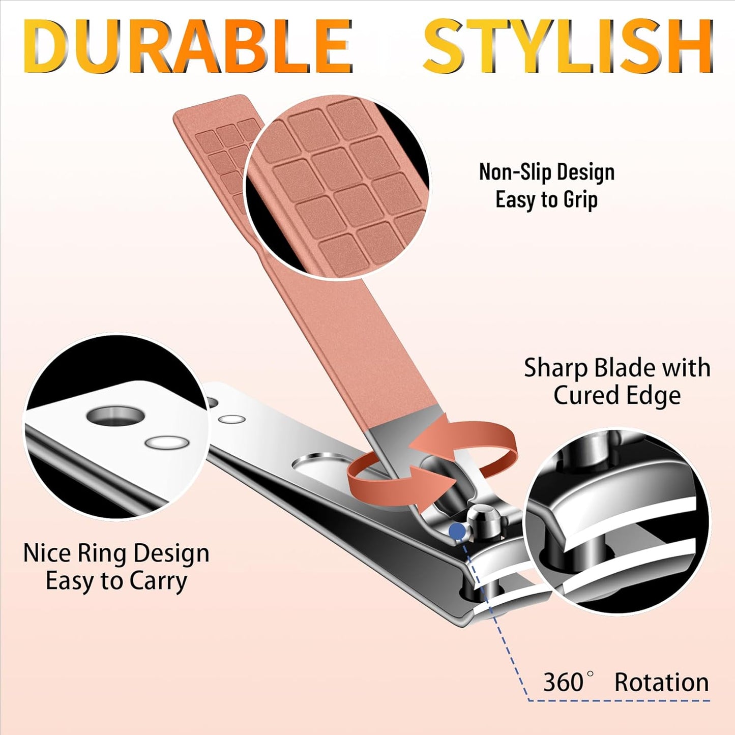 Manicure Set 16Pcs Professional Stainless Steel Pedicure Kit Mens Grooming Kit Fingernail & Toenail Clippers Set Manicure Kit with Luxurious Travel Bag, Sharp Nail Scissors and Clipper (Pink)