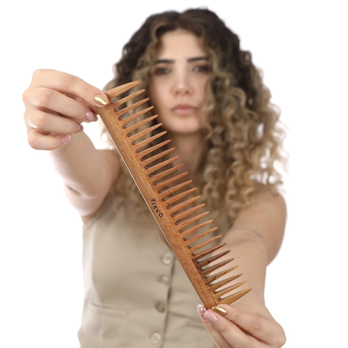 Wide Tooth Wooden Comb Handmade - Natural Vintage Style Wide Tooth Comb for Curls Gentle Styling - Anti-Static Wood Hair Combs For Women Detangling (Sparse Tooth)