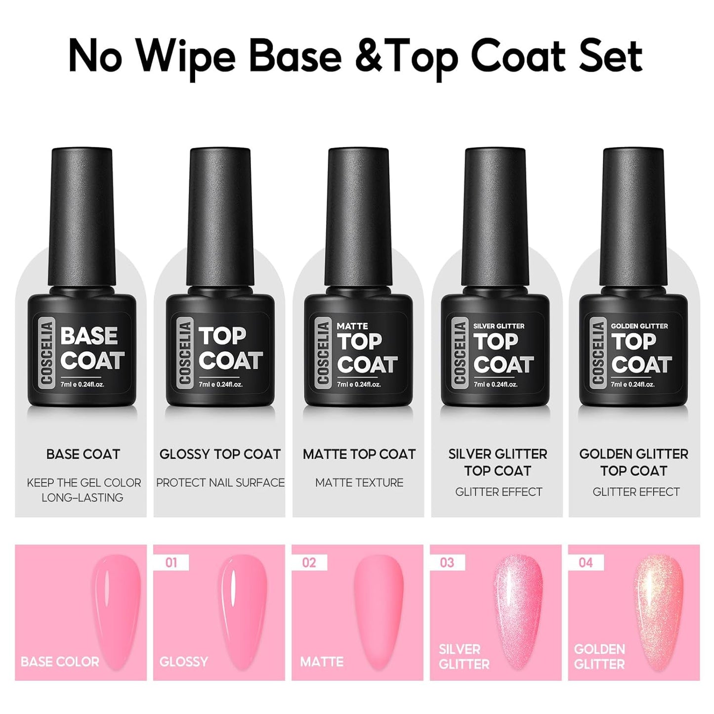 COSCELIA 40pcs Gel Nail Polish Set, 35 Colors Gel Polish with 5 Top Base Coat Red Nude Pink Glitter All Seasons Colors Nail Art Manicure Kit Salon DIY at Home Gifts for Women