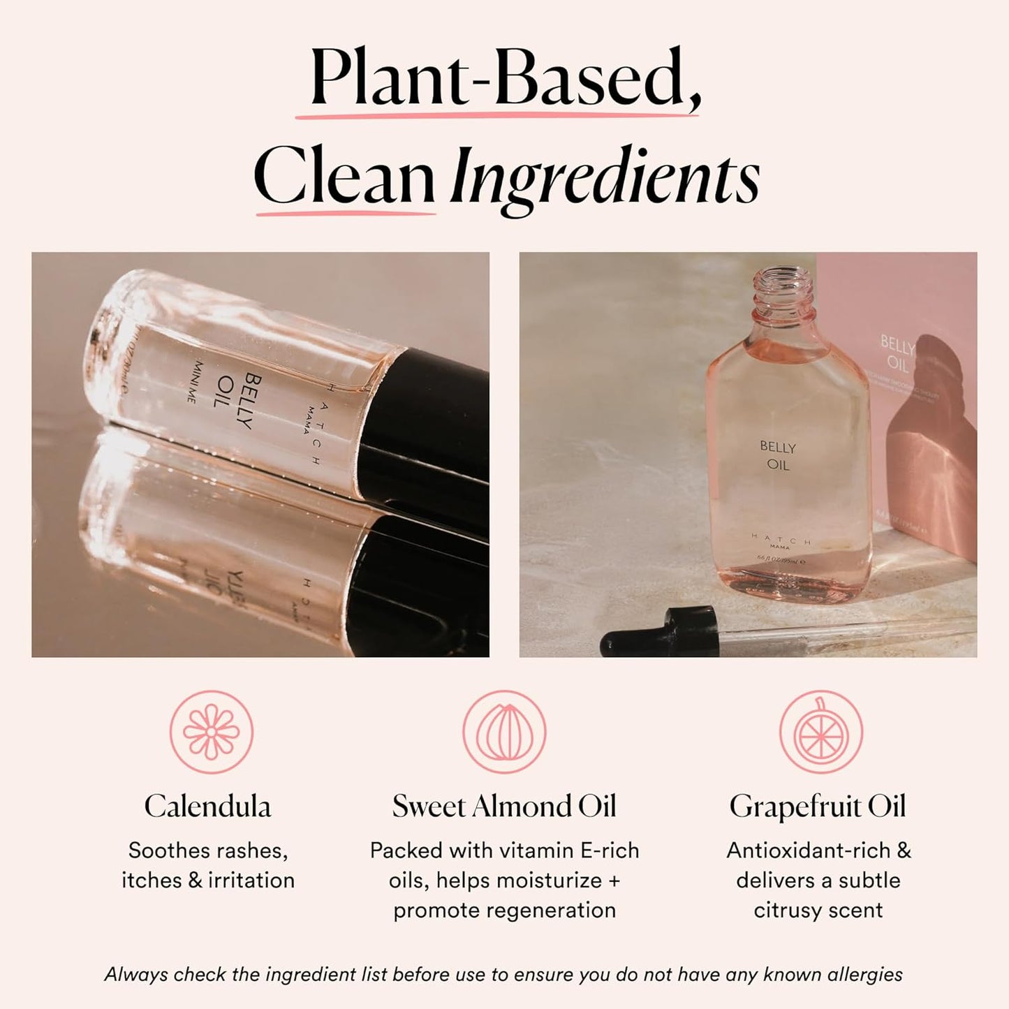 HATCH Belly Oil, Pregnancy & Postpartum Skincare for Stretch Marks, Quick-Drying for Full Body & Soothes Irritation, Plus Vegan, Clean & Plant-Based, 1 Fl Oz