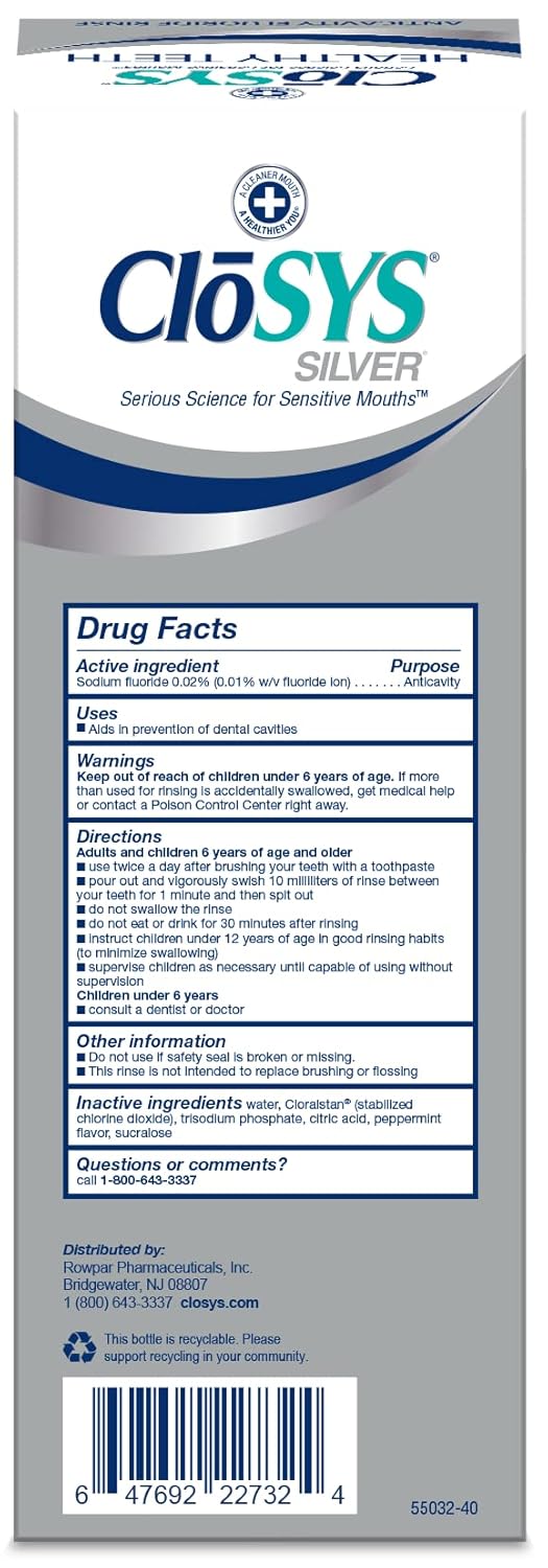 Closys Healthy Teeth Anti-Cavity Oral Rinse Mouthwash with Fluoride, Non-Burning, Non-Irritating – 32 Fl Oz (Twin Pack)