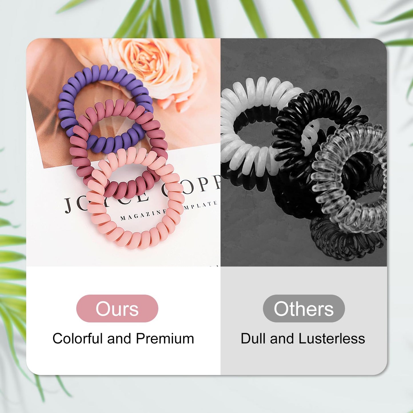 JessLab Spiral Hair Ties for Women, 10-Pack Traceless No-Damage Ponytail Holders, Coils Hair Bands for Girls, Assorted Colors