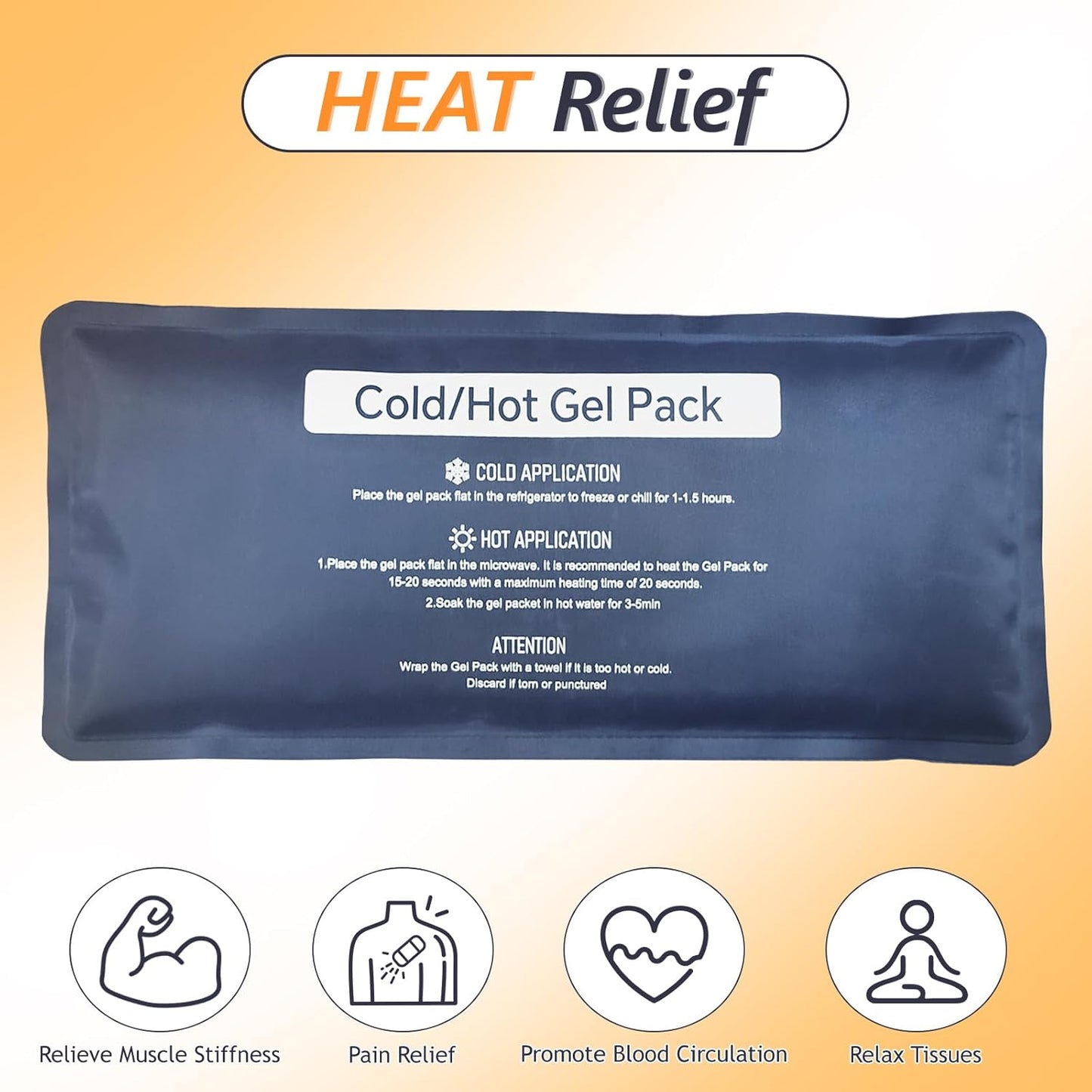 Hot & Cold Gel Packs for Pain Relief 4PCS 4x9 Inch Ice Packs Reusable Blue Cold Packs for Swelling, Bruises, Injuries, Surgery, Toothache (4 Pack)