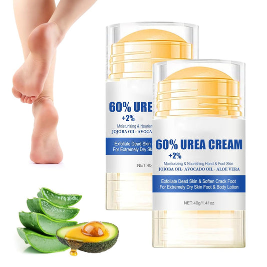 2PCS 60% Urea Hydrating and Anti-Cracking Foot Cream，2025 Upgraded Hand and Foot Cream Urea Moisturizer，Hydrates Dry and Cracked Feet and Hand (1.41 Ounce, White)