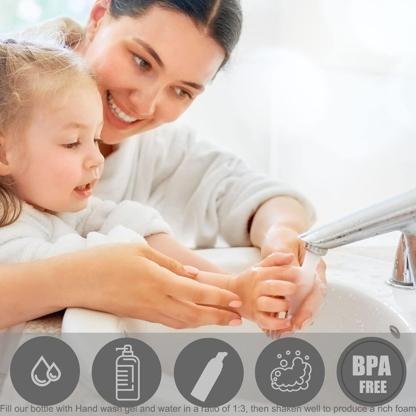 Lil Ray 2 Oz Empty Black Foam Pump Bottle, Foamer Soap Dispenser for Lash Shampoo, Hand Soap, Foaming Cleaner(Black Pump, 12 PCS)