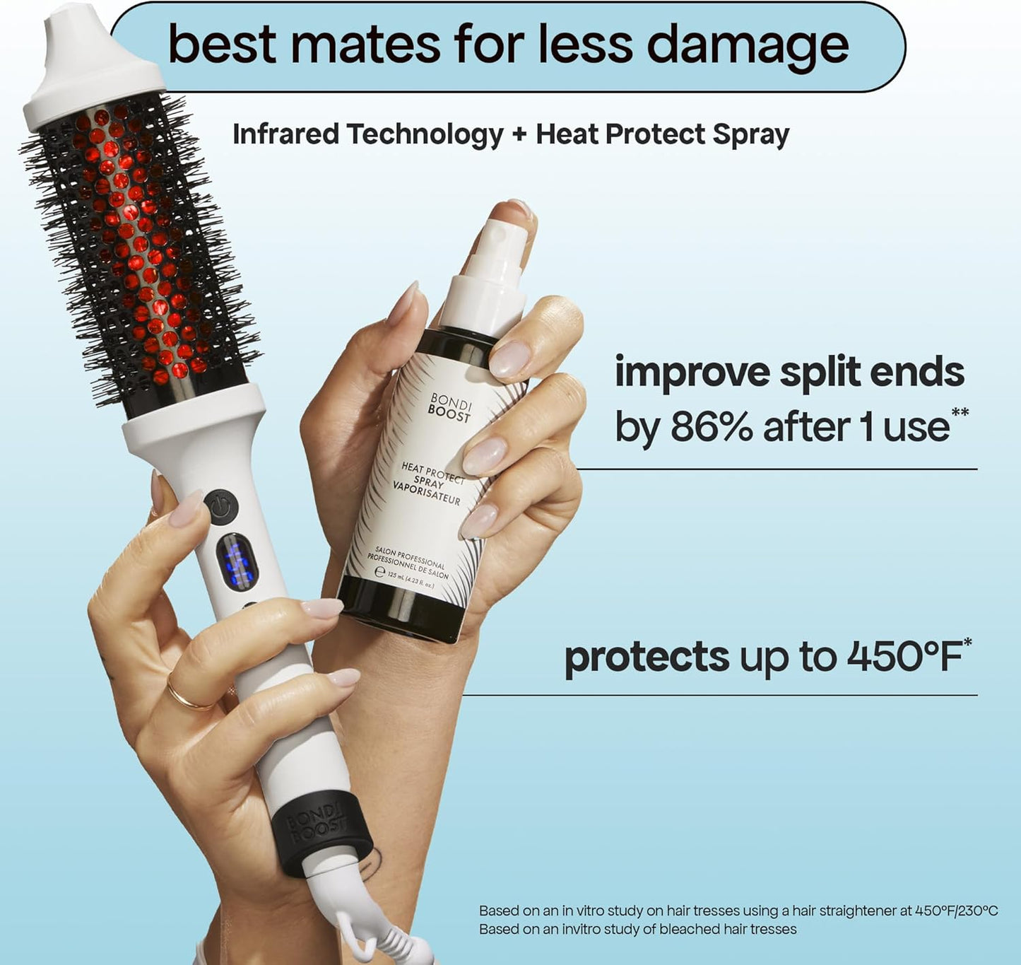 BONDIBOOST Infrared Thermal Brush, Heated Thermal Round Brush for Smooth + Shiny Hair, Dry Hair Styling for Instant Volume, Less Hair Breakage + Minimizes Snags, Frizz-Free